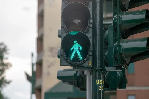 Traffic light with pedestrian crossing signal